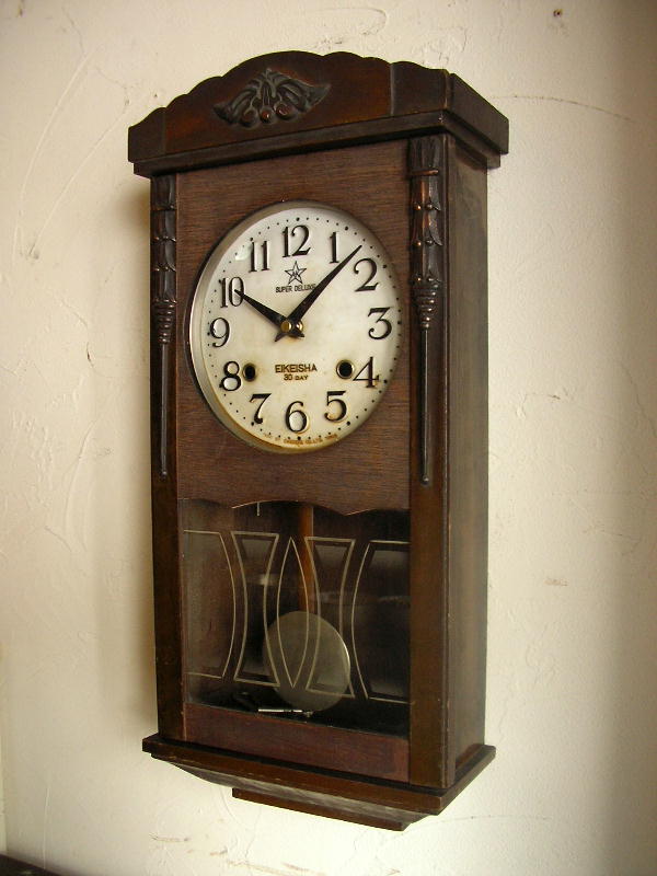 アンティーク 古時計 振り子時計 英工舎 昭和レトロ 掛時計 木製 古 