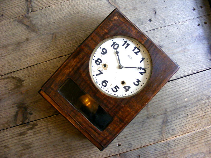 大正頃のアンティーク・クロックの明治時計・振り子時計・角型（電池式 