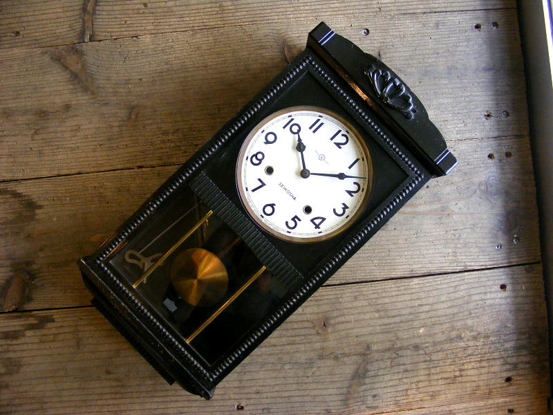 昭和初期頃のアンティーク・柱時計の精工舎・振り子時計（電池式