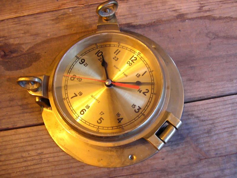 レトロ ボンボン時計 CITIZEN 日本製 木製 真鍮 銅 クォーツ 船舶時計 